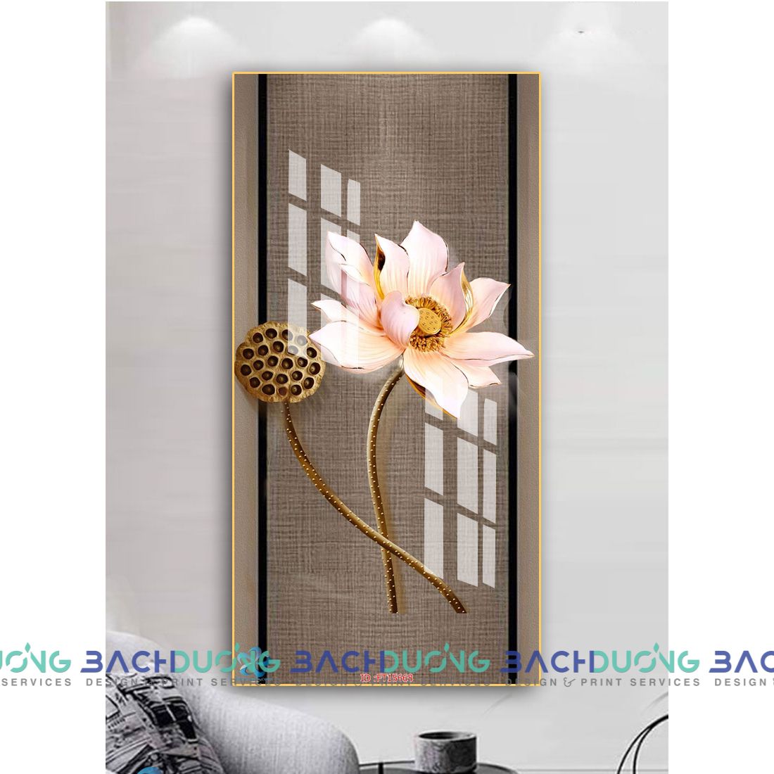  Tranh trang trí hoa sen trang nhã FT15668 