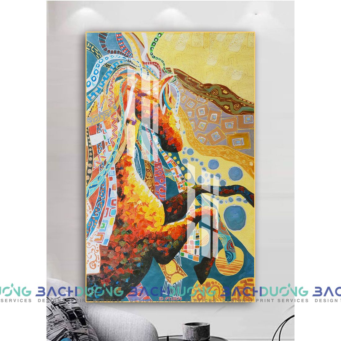  Tranh khắc họa ngựa độc đáo FT15676 