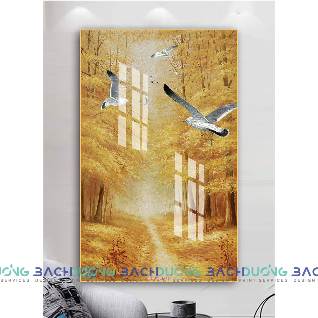  Tranh con đường rừng mùa thu FT15677 