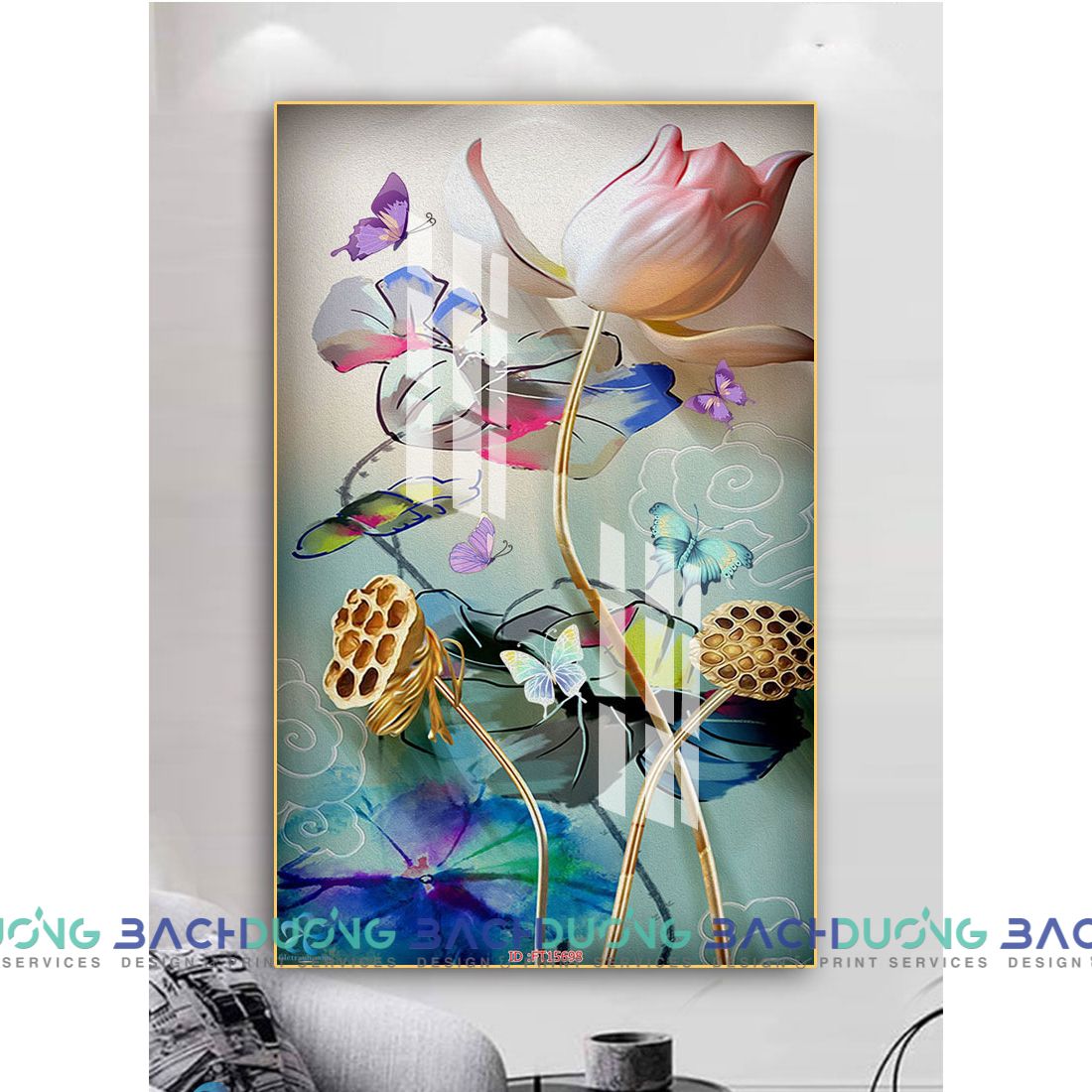  Tranh trang trí hoa sen khoe sắc FT15698 