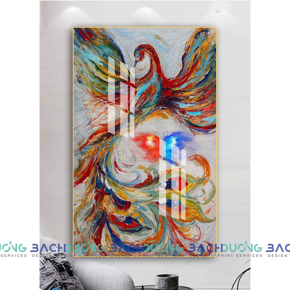  Tranh phượng hoàng lửa dương cánh FT15711 