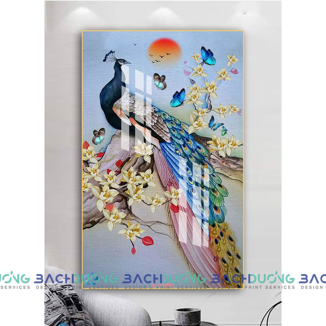  Tranh chim công khoe sắc FT15745 