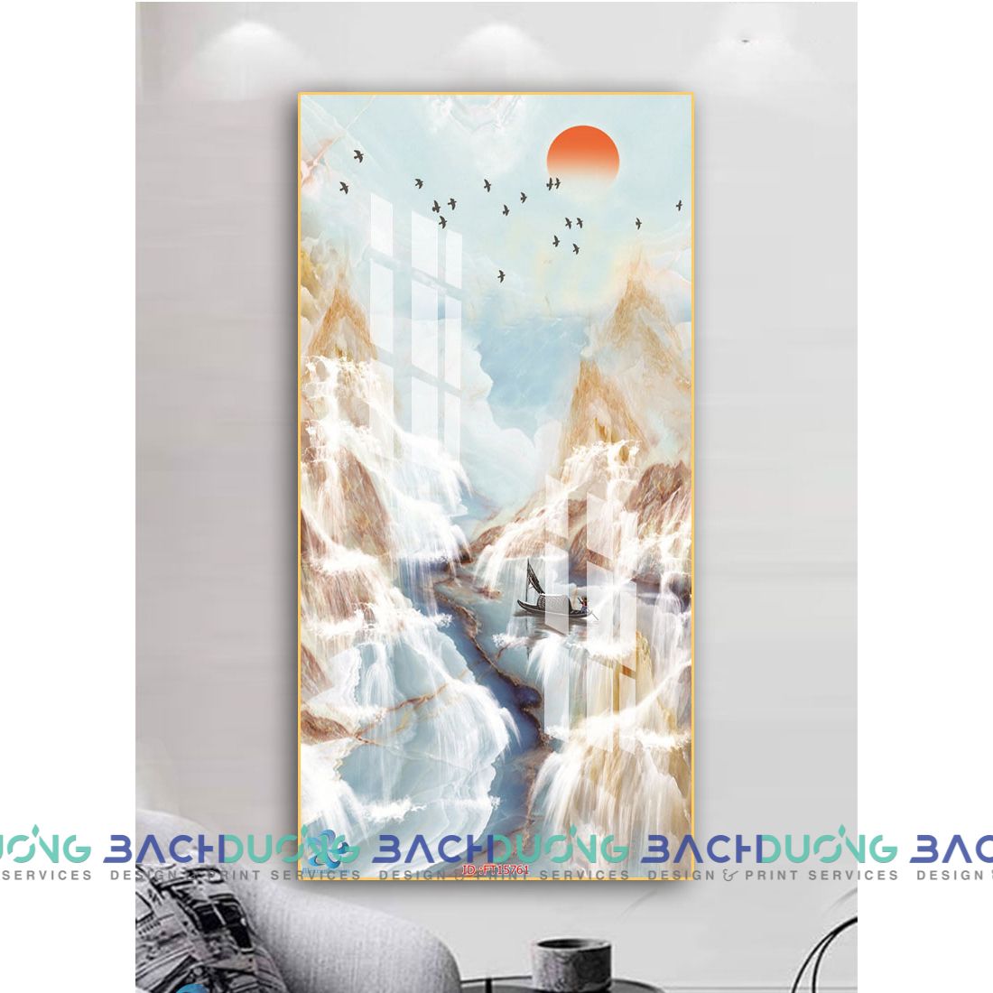  Tranh trang trí dãy núi trong hoàng hôn FT15761 
