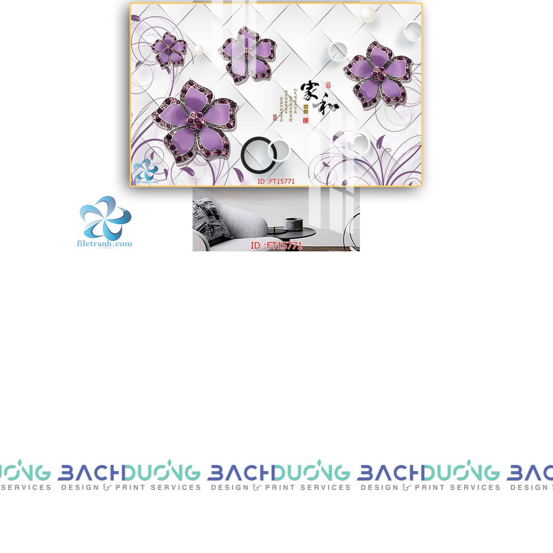  Tranh trang trí hoa độc đáo FT15771 