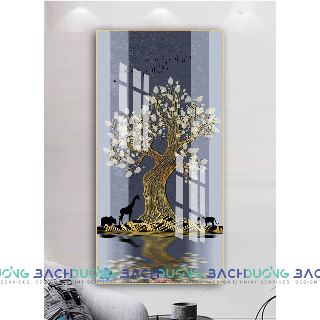  Tranh cây đại thụ và động vật FT15773 