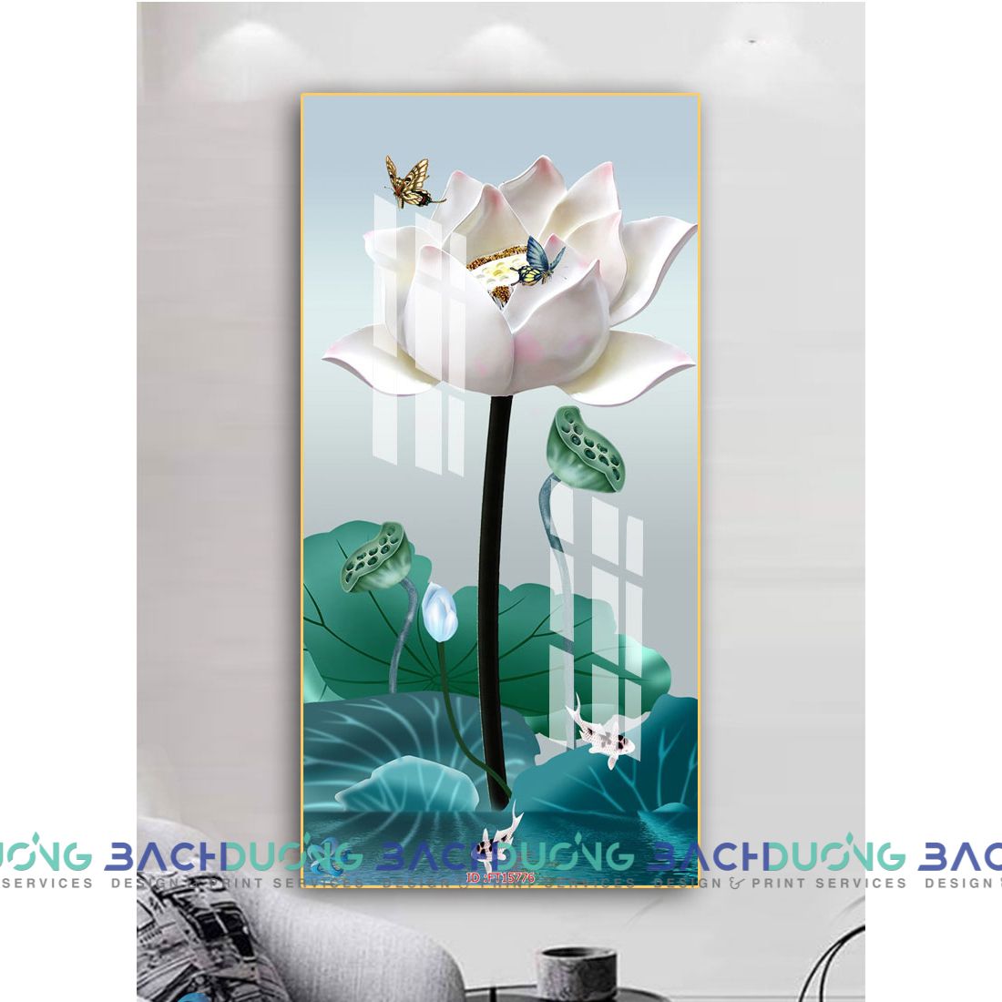  Tranh hoa sen khoe sắc FT15776 