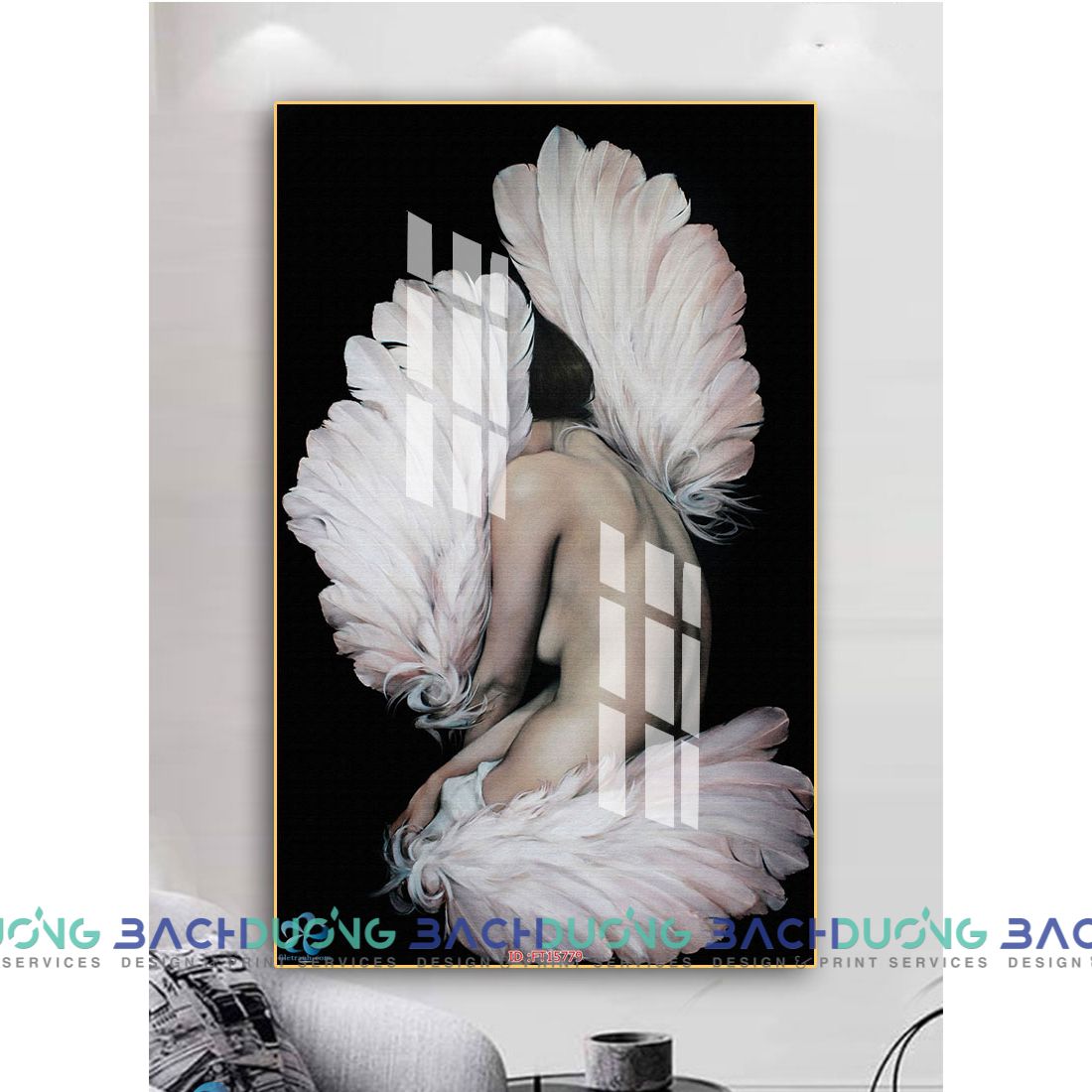  Tranh nghệ thuật cô gái sau đôi cánh FT15779 