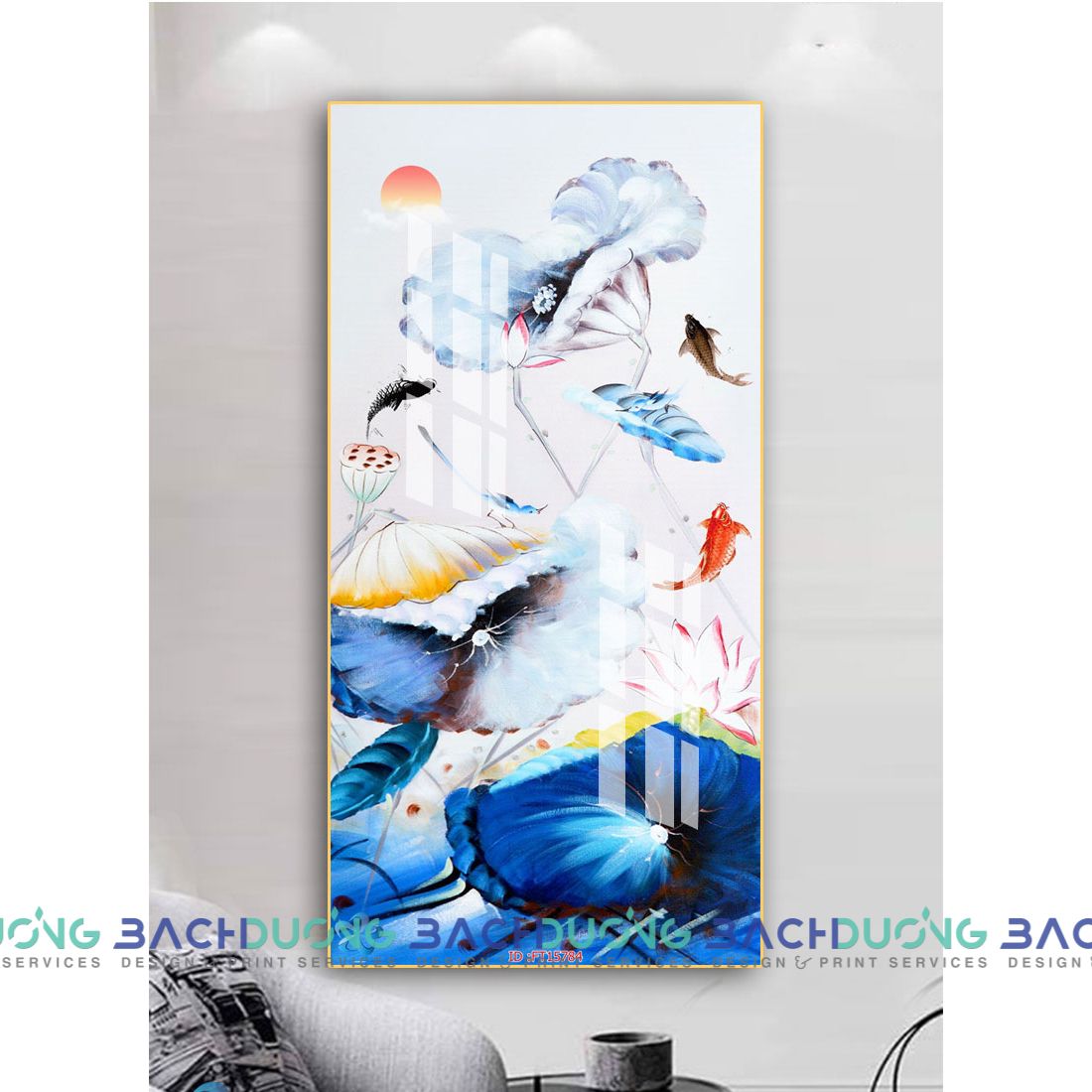  Tranh đôi cá giữa đầm sen FT15784 