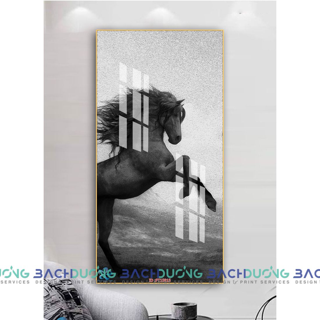  Tranh treo tường Hắc mã phong thủy FT15815 