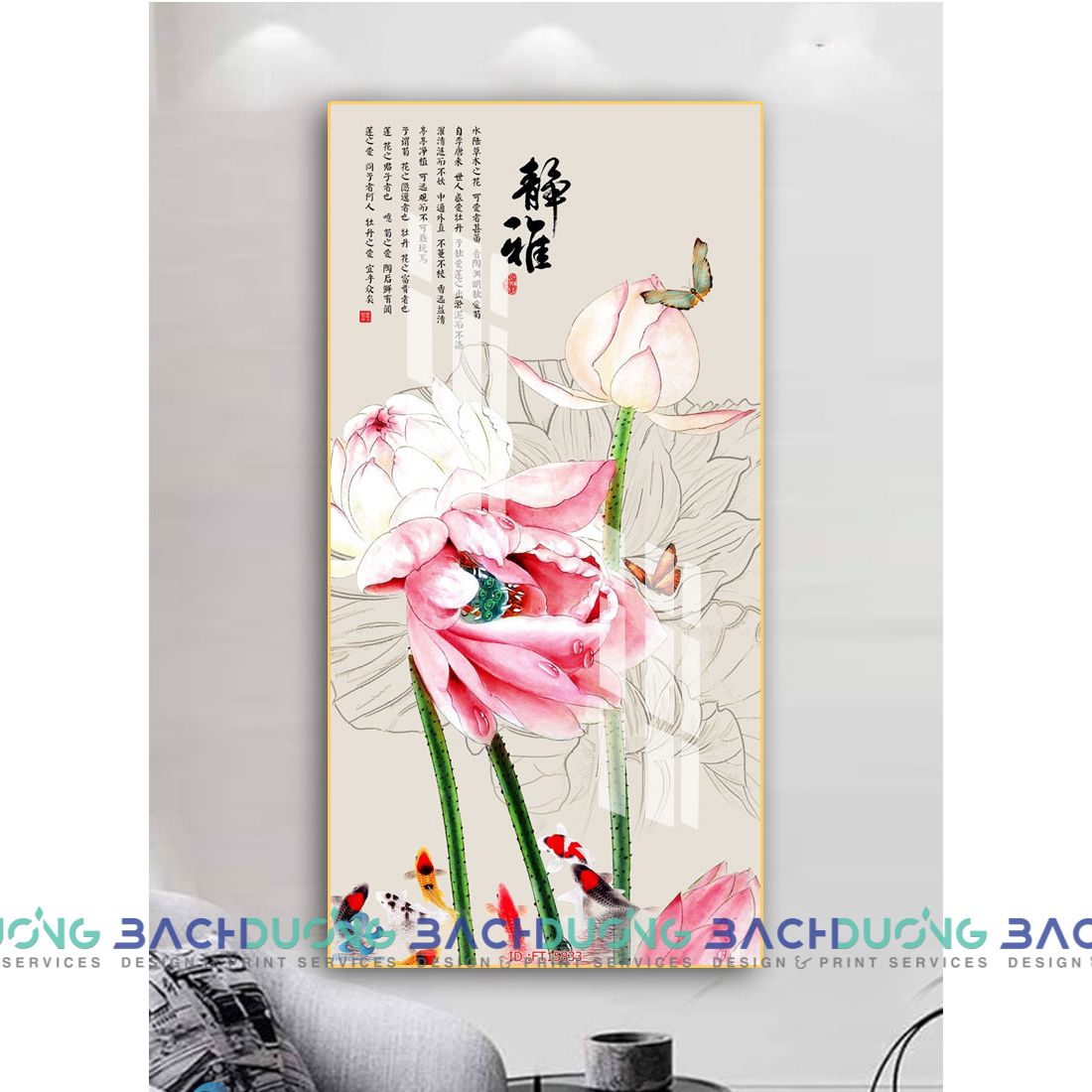  Tranh trang trí hoa sen khoe sắc FT15833 