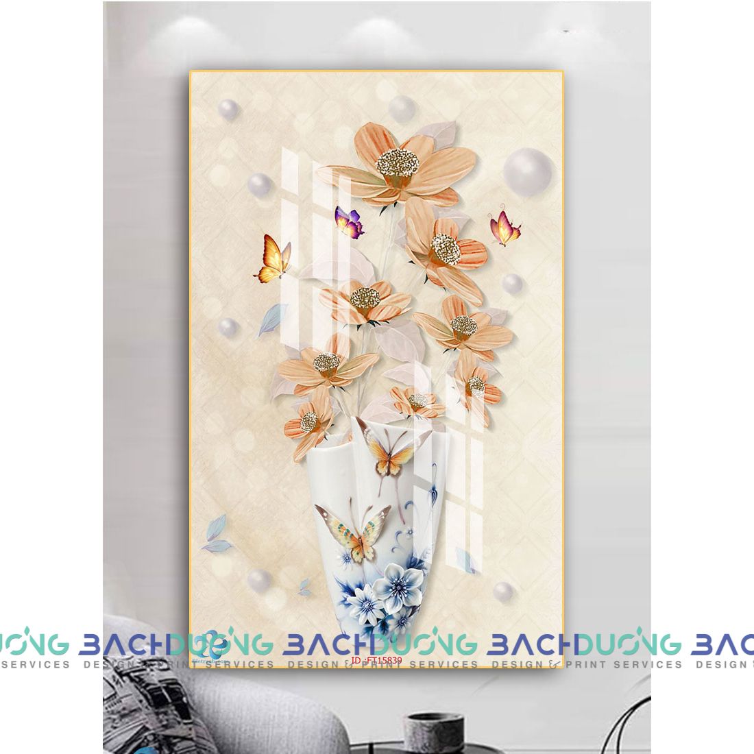  Tranh trang trí Bình hoa đẹp FT15839 