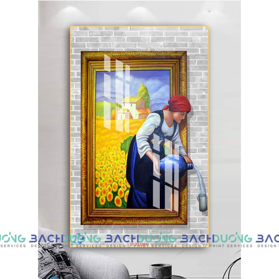  Tranh Người đàn bà đổ nước FT15842 