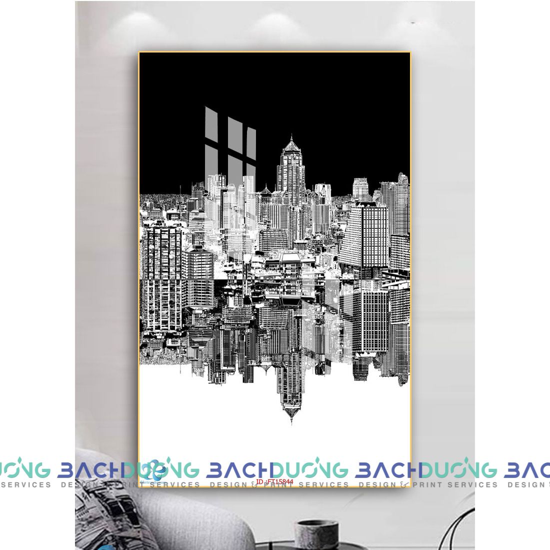  Tranh Thành phố trên gương FT15844 