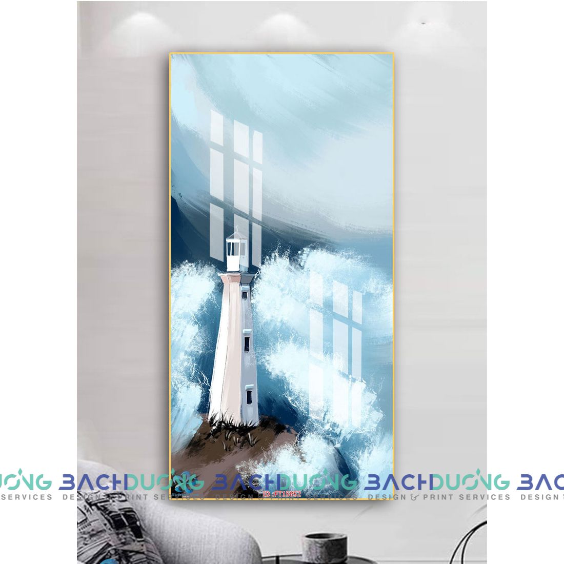  Tranh Sóng xô ngọn hải đăng FT15852 