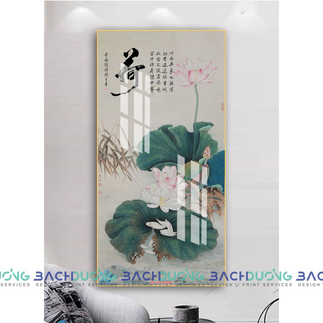  Tranh trang trí Hoa sen khoe sắc FT15856 