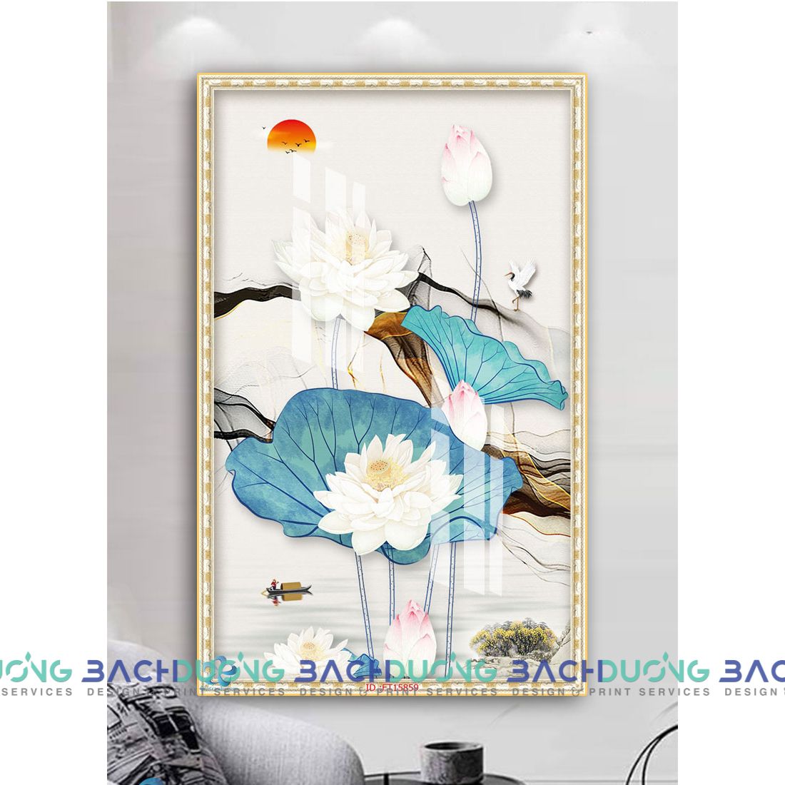  Tranh trang trí Hoa sen nhẹ nhàng FT15859 