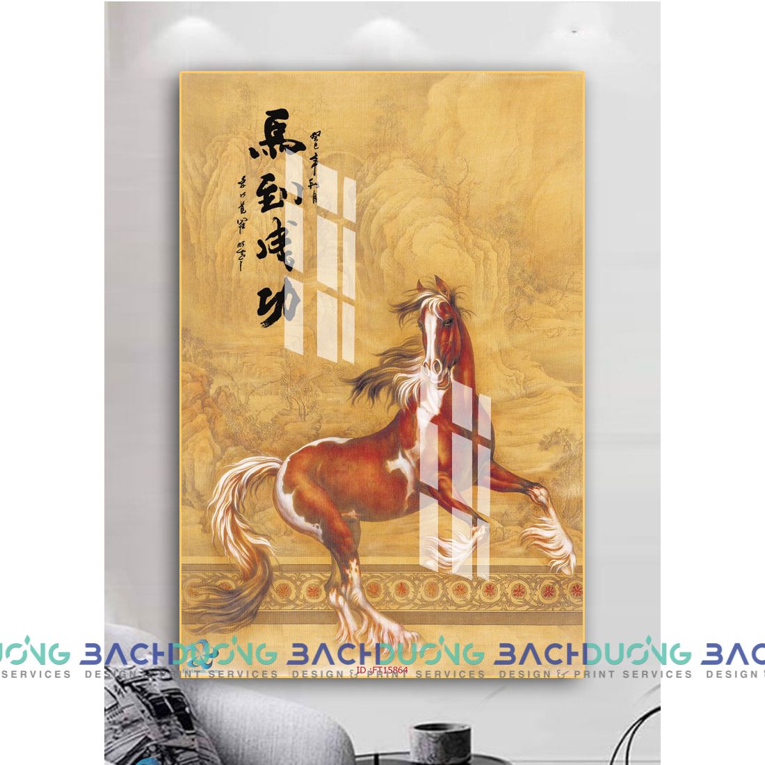  Tranh Ngựa đỏ phong thủy FT15864 