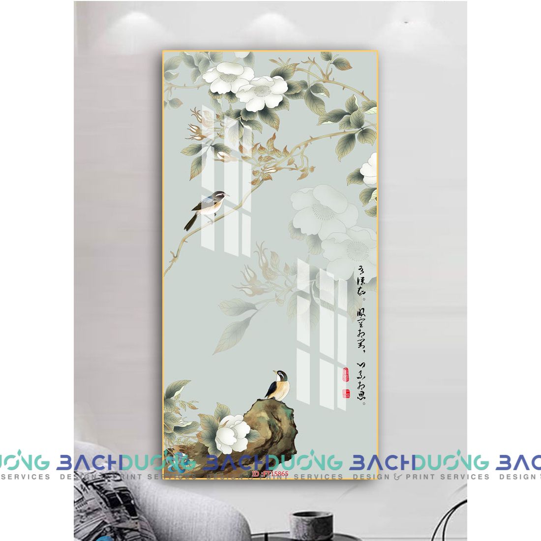  Tranh Đôi chim bên dàn hoa FT15865 