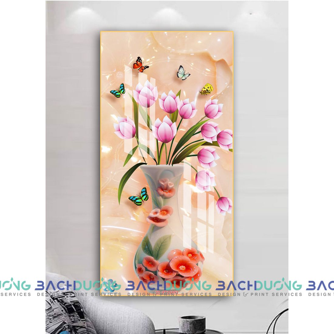  Tranh trang trí bình hoa rực rỡ FT15893 
