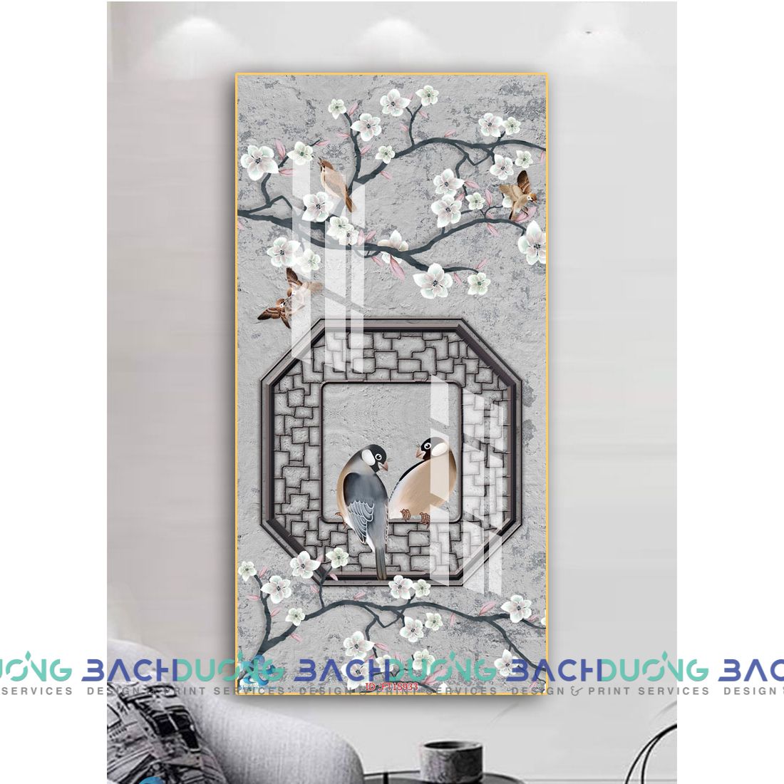  Tranh đôi chim uyên ương FT15933 