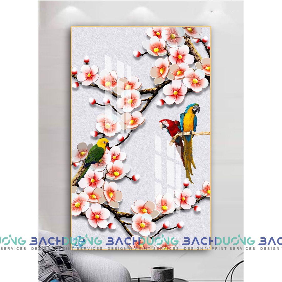  Tranh chim và hoa khoe sắc FT15935 