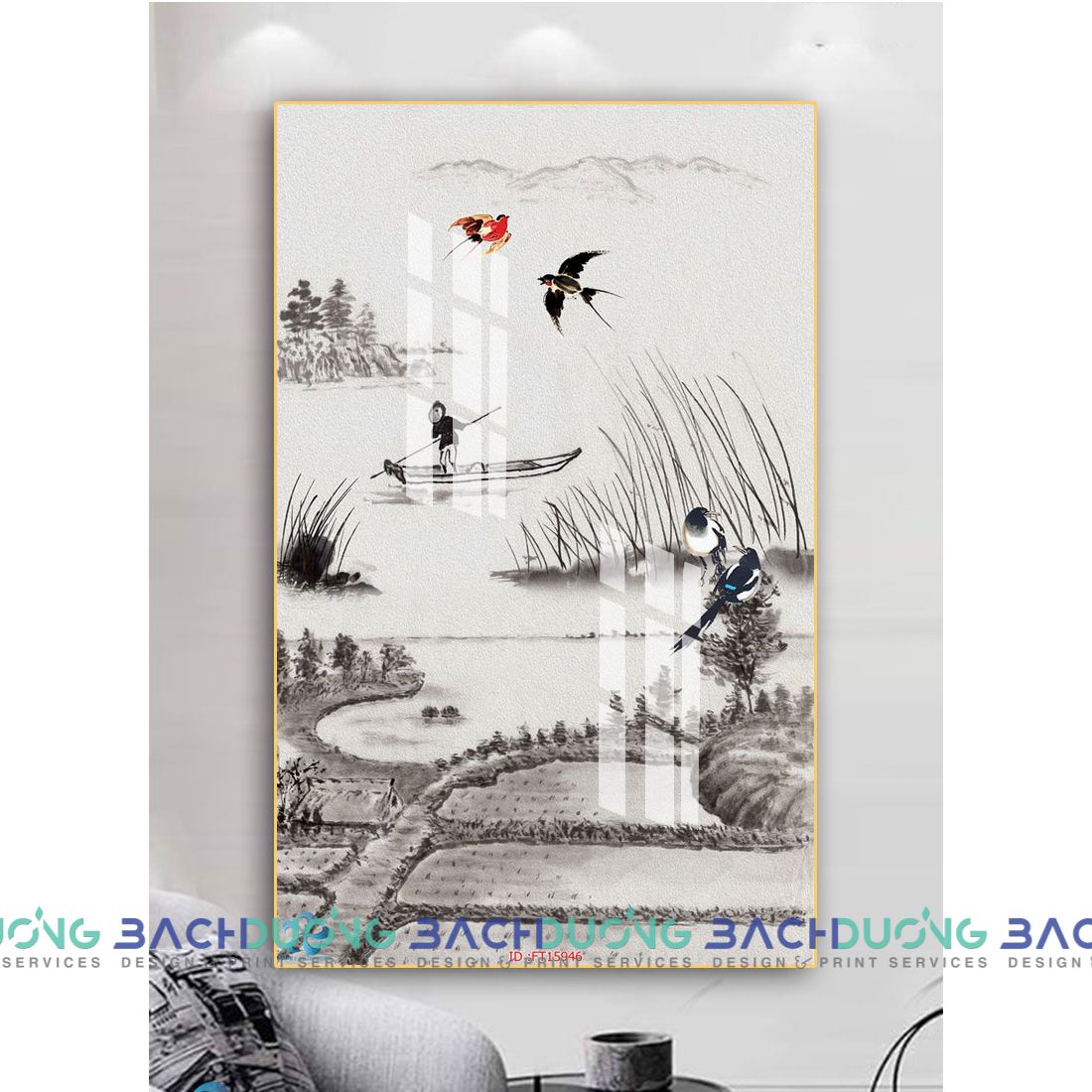  Tranh cảnh vật ven sông FT15946 