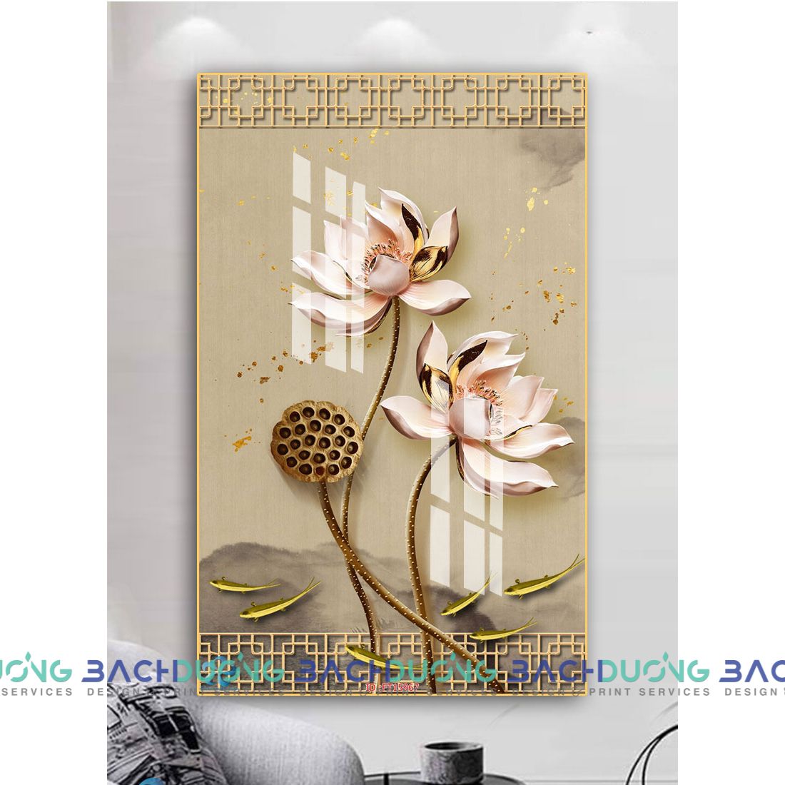  Tranh hoa sen khoe sắc FT15967 