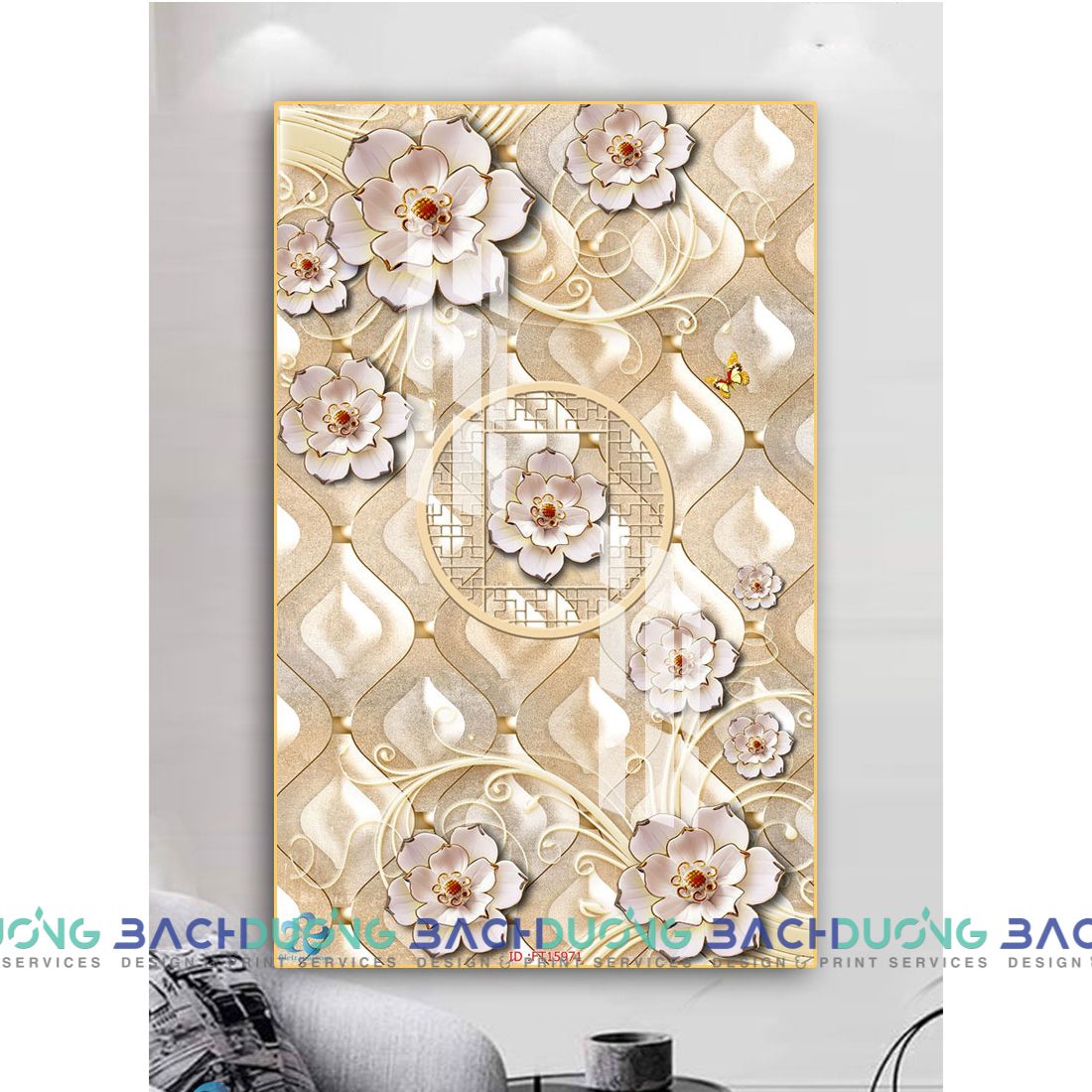  Tranh trang trí hoa trắng FT15971 