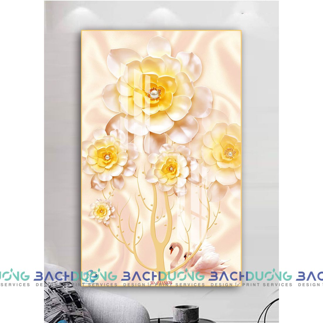  Tranh trang trí hoa trắng FT15975 