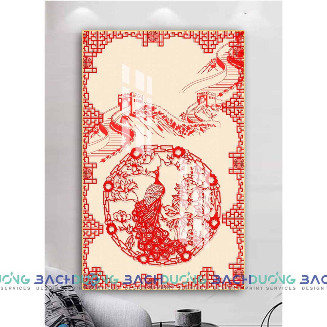  Tranh trang trí chim công FT15976 