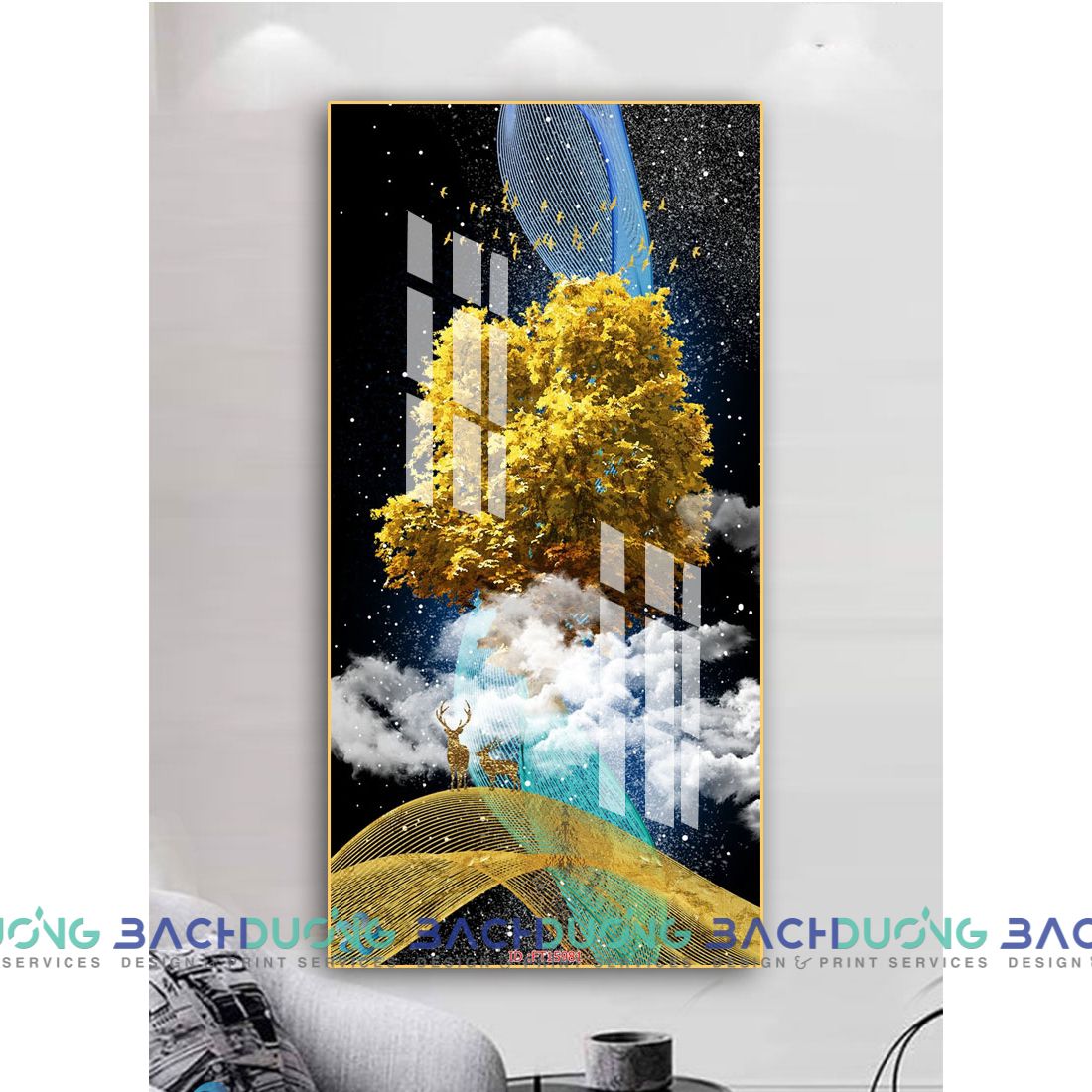  Tranh hưu và cây  FT15981 