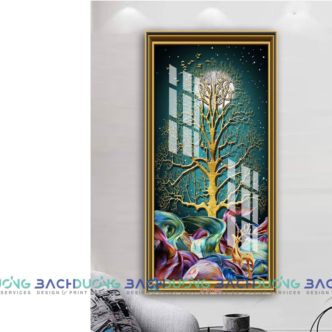  Tranh trang trí hưu và cây FT15991 