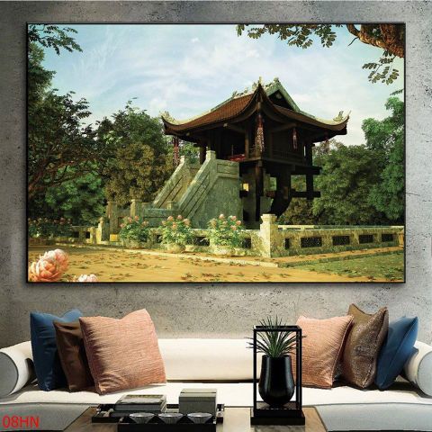  Tranh về Hà Nội xưa_ chùa Diên Hựu 08HN 