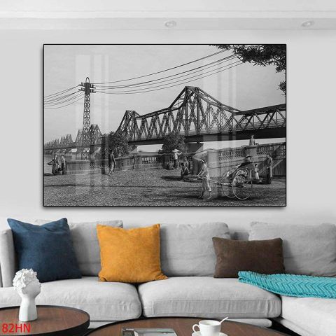  Tranh về Hà Nội xưa_Cầu Long Biên 82HN 
