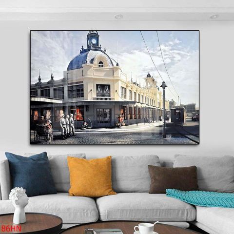  Tranh về Hà Nội xưa_nhà hàng Godarn(bách hóa Tràng Tiền)  86HN 