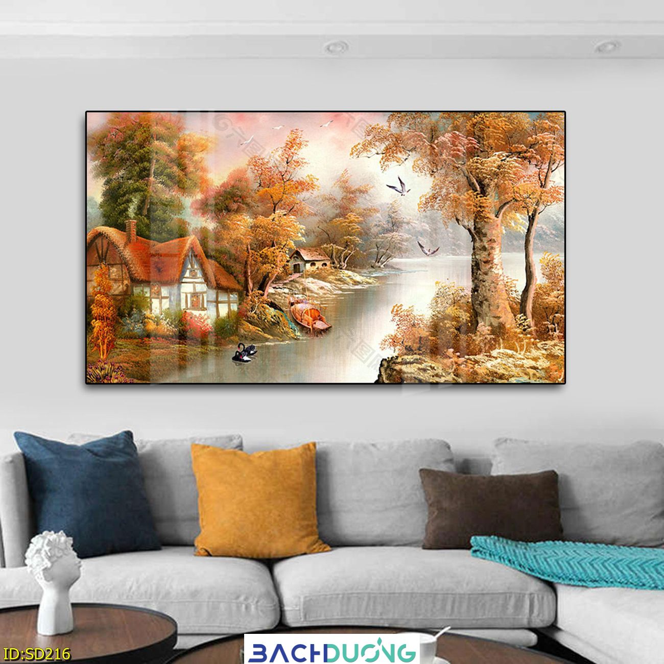  Tranh trang trí  Nhà ven hồ SD216 