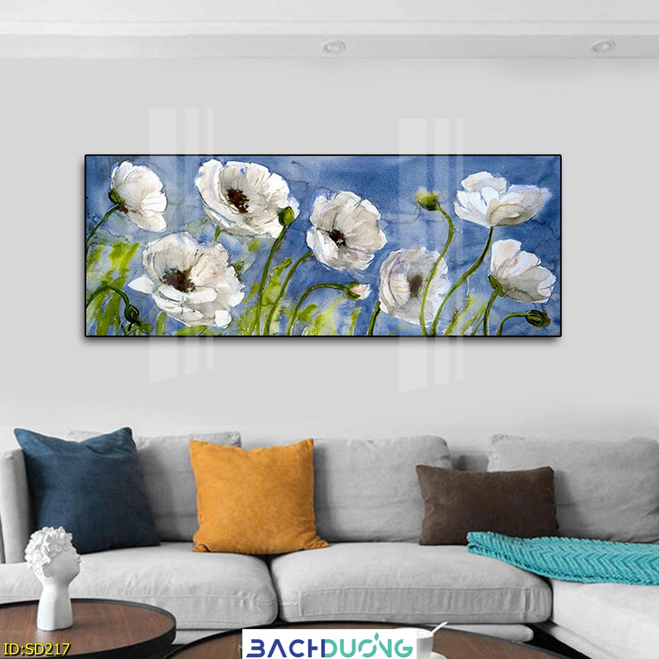  Tranh trang trí Hoa mẫu đơn trắng SD217 