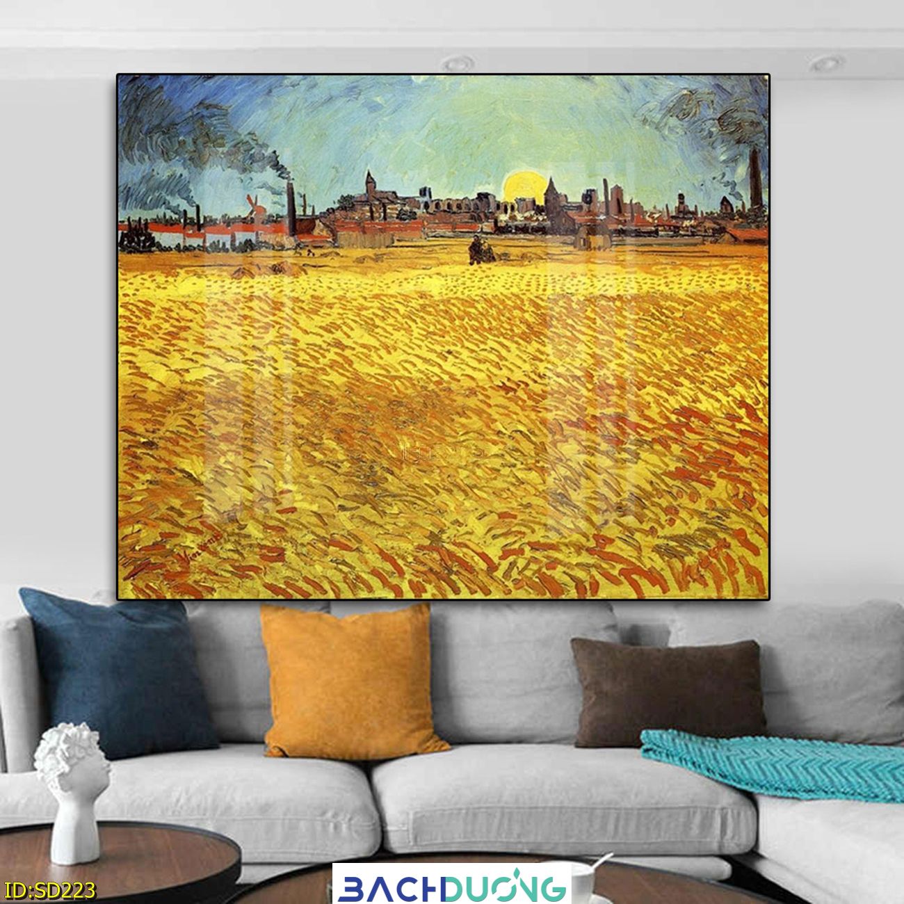  Tranh cánh đồng dưới ánh chiều tà SD223 