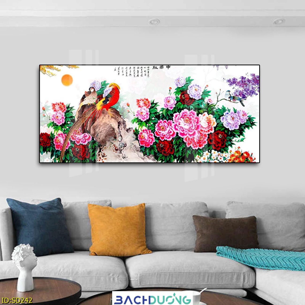  Tranh trang trí Hoa mẫu đơn SD242 