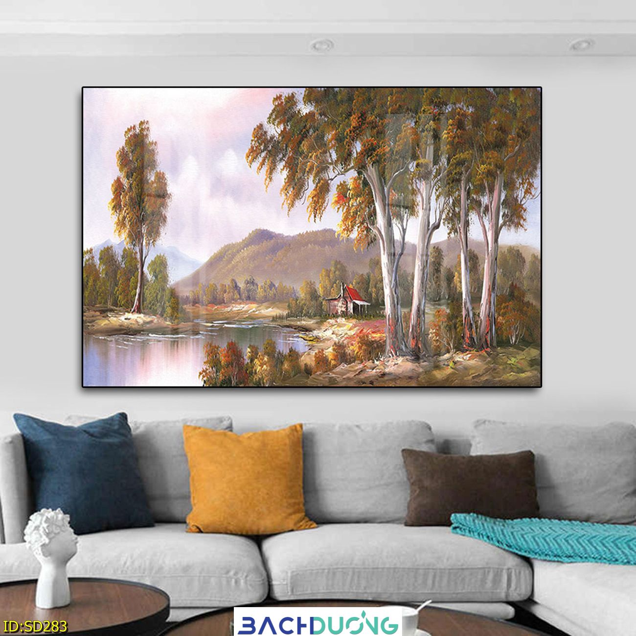 Tranh trang trí Nhà ven hồ SD283 