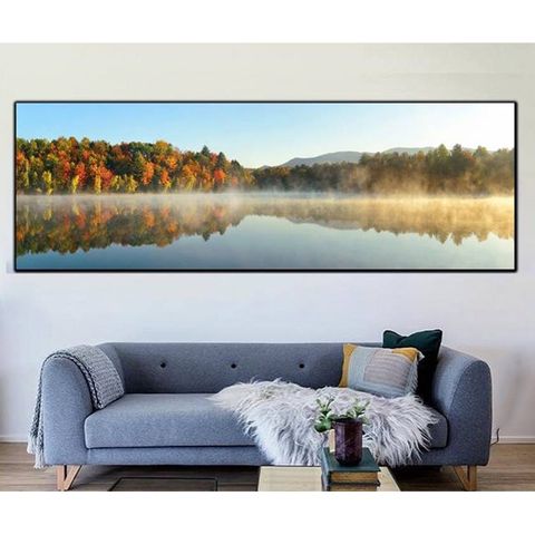  Bức tranh dài phong cảnh rừng và hồ nước BD3043 