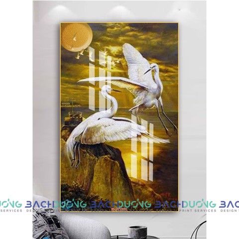  Tranh đôi chim trên vách núi FT15551 