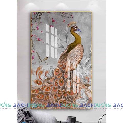  Tranh trang trí chim công khoe sắc FT15558 