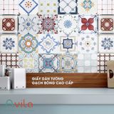  Giấy dán tường hoa văn gạch bông cao cấp khổ 60x120cm 