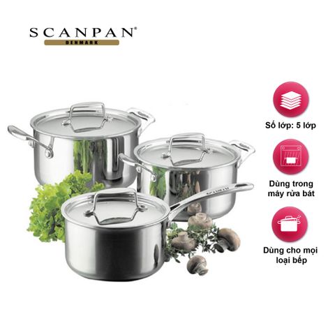  Bộ nồi inox Scanpan Fusion5 3 chiếc 74000300 