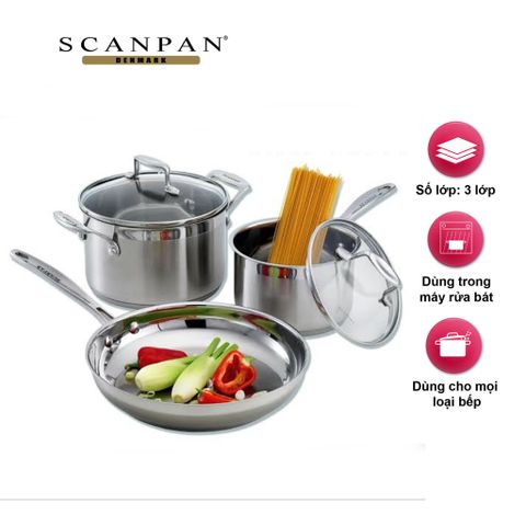  Bộ nồi chảo inox từ Scanpan Impact 3 chiếc 71030000 