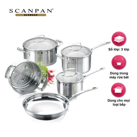  Bộ nồi chảo inox từ Scanpan Impact 5 chiếc 71080000 