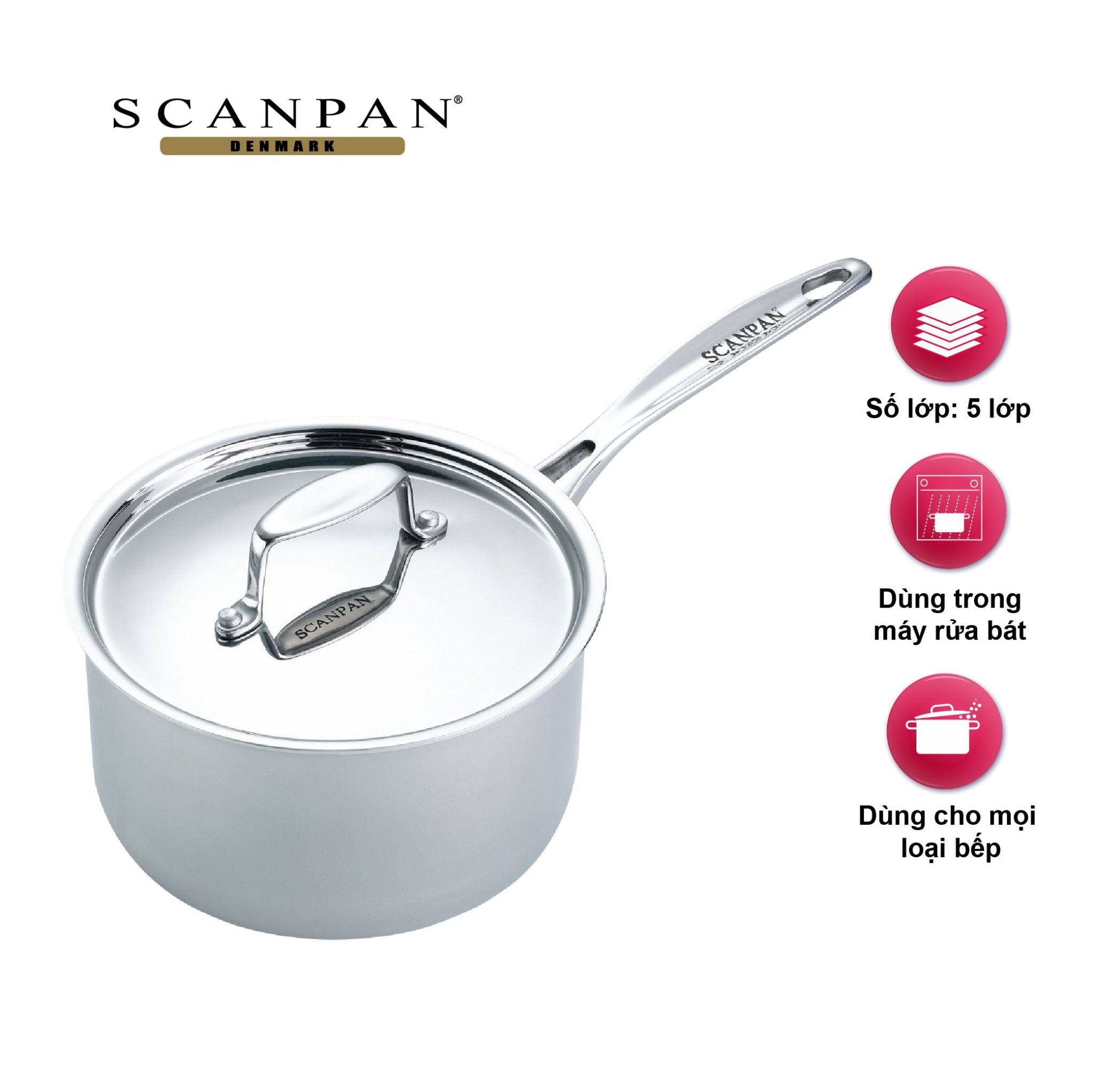 Nồi quấy bột inox Scanpan Fusion5 1.3L 74231600