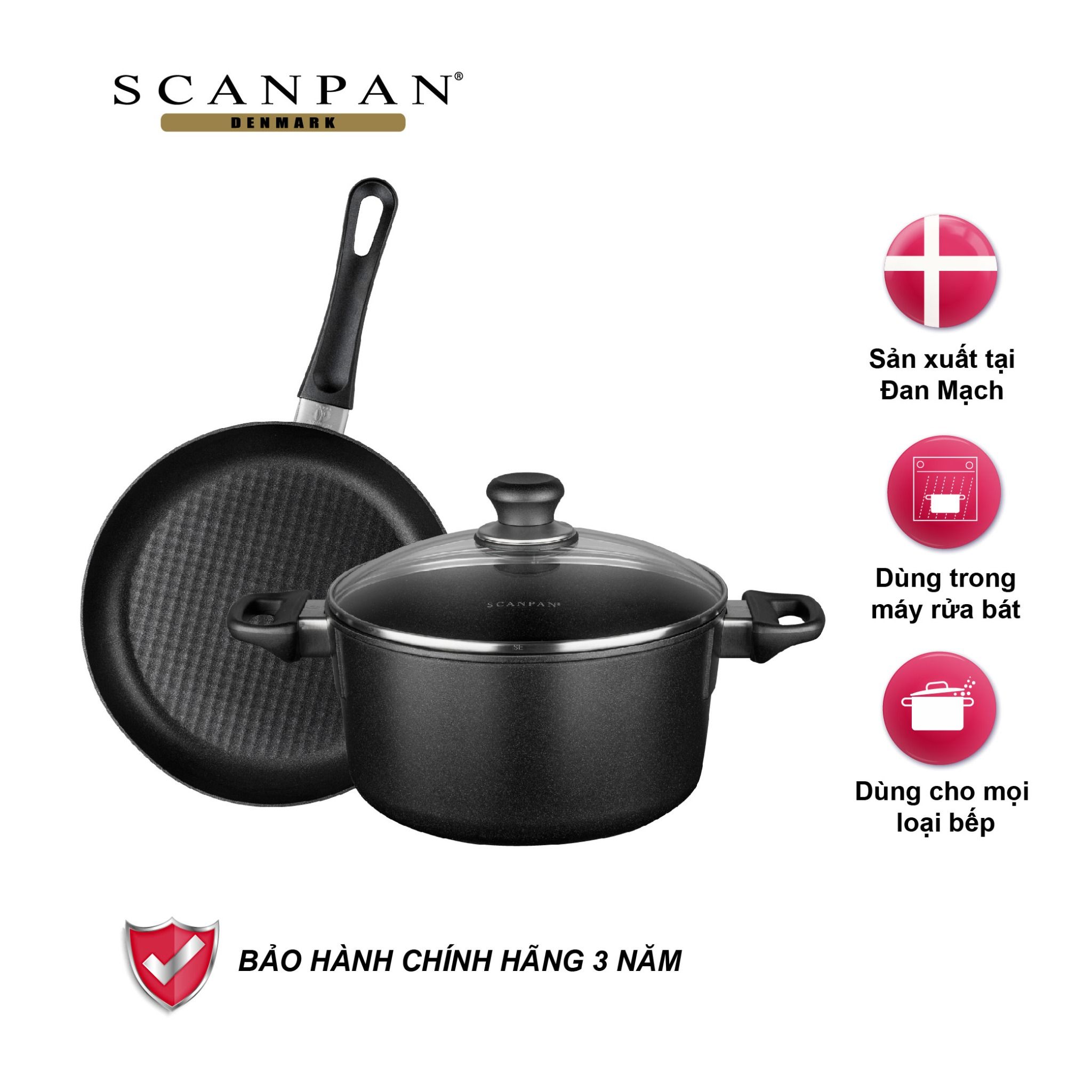 Bộ nồi chống dính từ Scanpan Anniversary 16302440 24cm