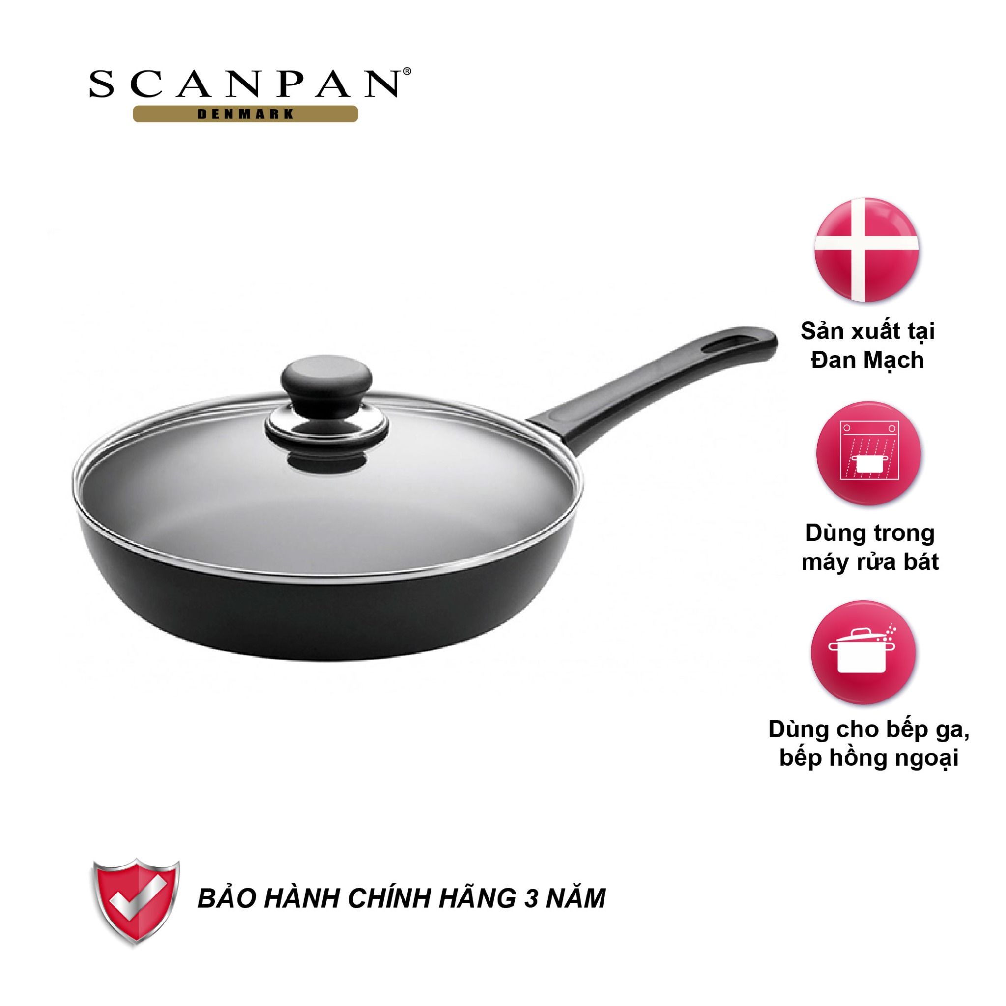 Chảo chống dính Scanpan Classic 24cm có nắp 24151204